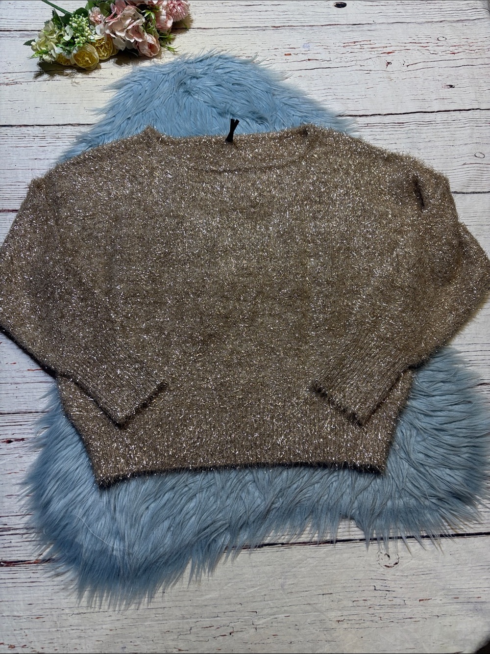 Anthropologie Metallic Eyelash Textured Sweater sz M